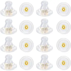Earring  for Droopy Ears 18K   Earring Backs Suitable for Studs and Heavy Earrings Clear Hypoallergenice Replacements Earring (8 Pairs)