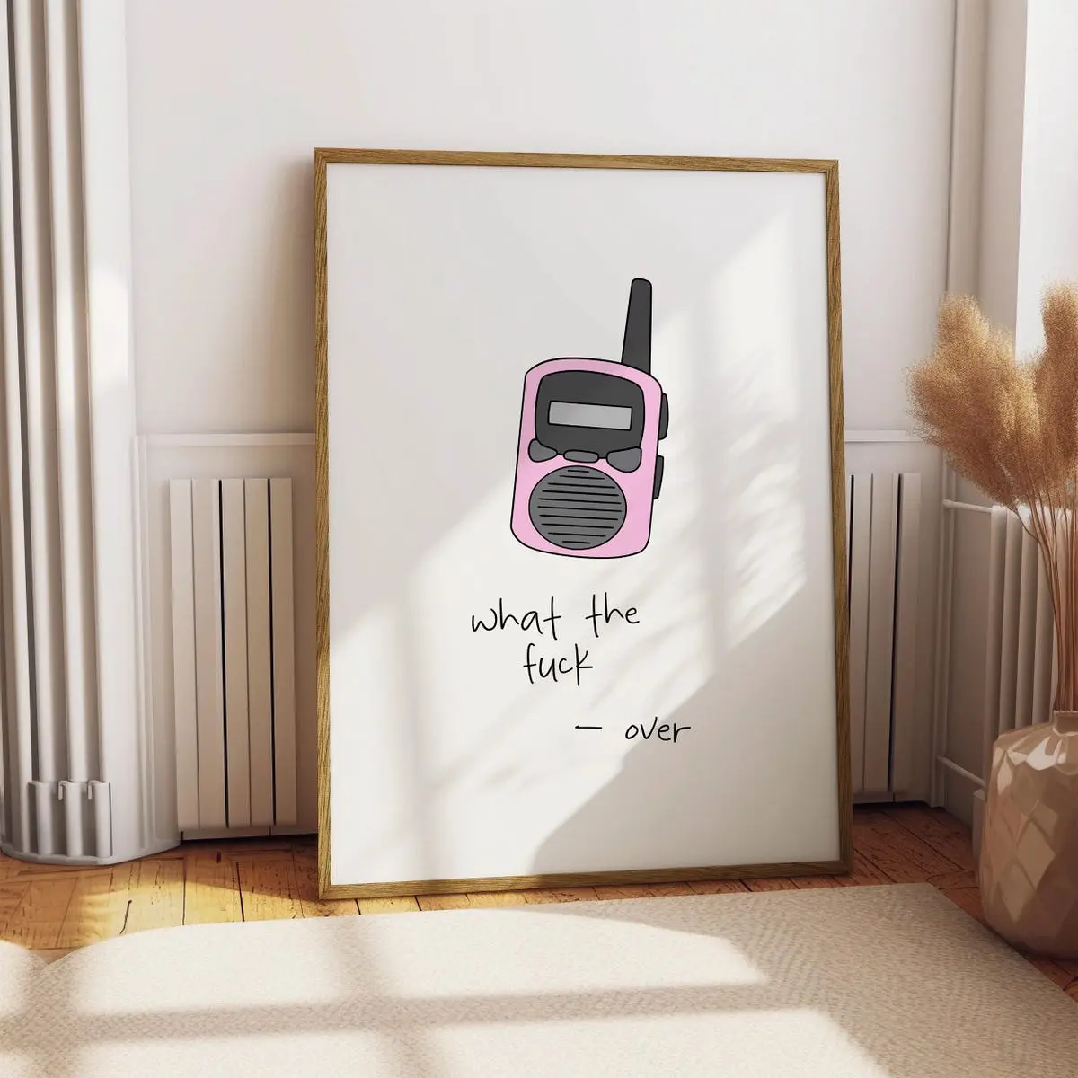 Wtf Print - Funny Swearing Print Walkie Talkie Radio Wall Art Gift Idea Offensive Rude Quote Colourful Poster Unframed, Room Decor