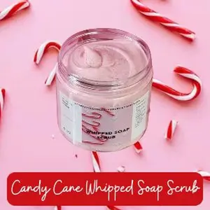 Candy Cane Whipped Foaming Sugar Scrub. Exfoliating Body Wash & Scrub. All Natural Shea Butter Whipped Soap/Shaving Cream Cleanser Gentle Mild
