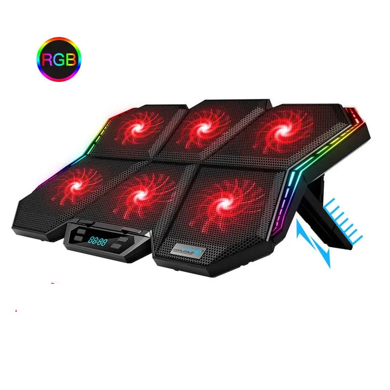 RGB Gaming Laptop Cooling Pad with Six Fans, 12-17 inch