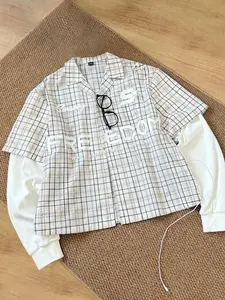 Manfinity Unisex Men's Plaid Long Sleeve 2 In 1 Shirt, Suitable For Autumn, For Fall, Couple Things