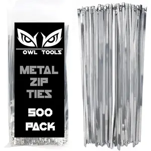 500 Pack of Stainless Steel Metal Zip Ties (Heavy Duty 11.8" Long & 200lb Strength) Approved for Outdoor & High Temperature Uses - Automotive Exhaust, Chain Link Fence, & Wire Ties, and More!