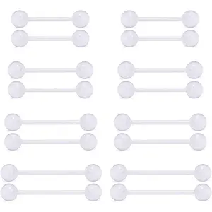 14G Plastic Tongue Rings Plastic Nipple Rings for  Clear Tongue Ring Nipple Piercings Glow in Dark Flexible  Straight Barbell  Retainer for Work  12/14/16/18MM