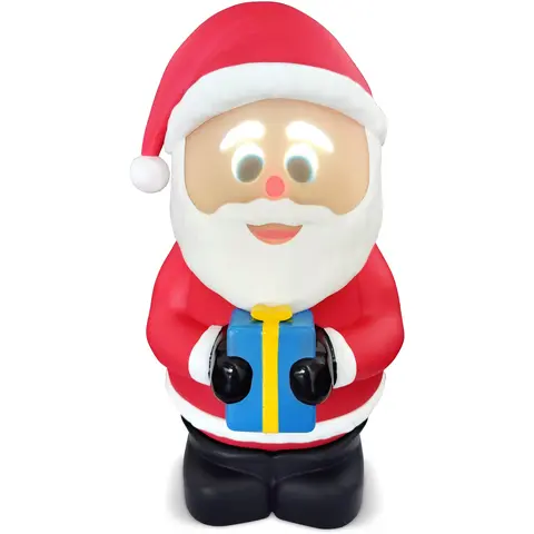 Mindscope Blink Tech SanTek Claus Animatronic Christmas Decoration Set - Life-Size Animatronic Character Holiday Ornament with Built-In Projector, Speaker, Batteries, LED Display, Button, +/- Volume Control, 40min Holiday Fun Light-Up Moving Home Decor
