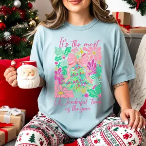 Wonderful Time Christmas Comfort Colors Tee, Holiday Graphic T-Shirt, Festive Womenswear