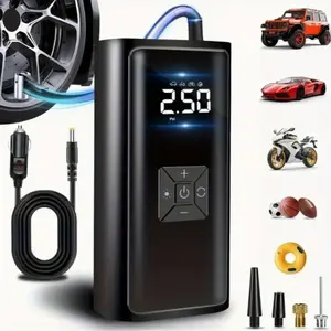 Portable Mini Air Compressor with Digital Pressure Gauge (150 PSI) - Triple Speed Adjustable Inflation, Auto Shut-Off, USB-C Charging, 18650 Lithium Battery for Car, Motorcycle, Bicycle Tires & Balls