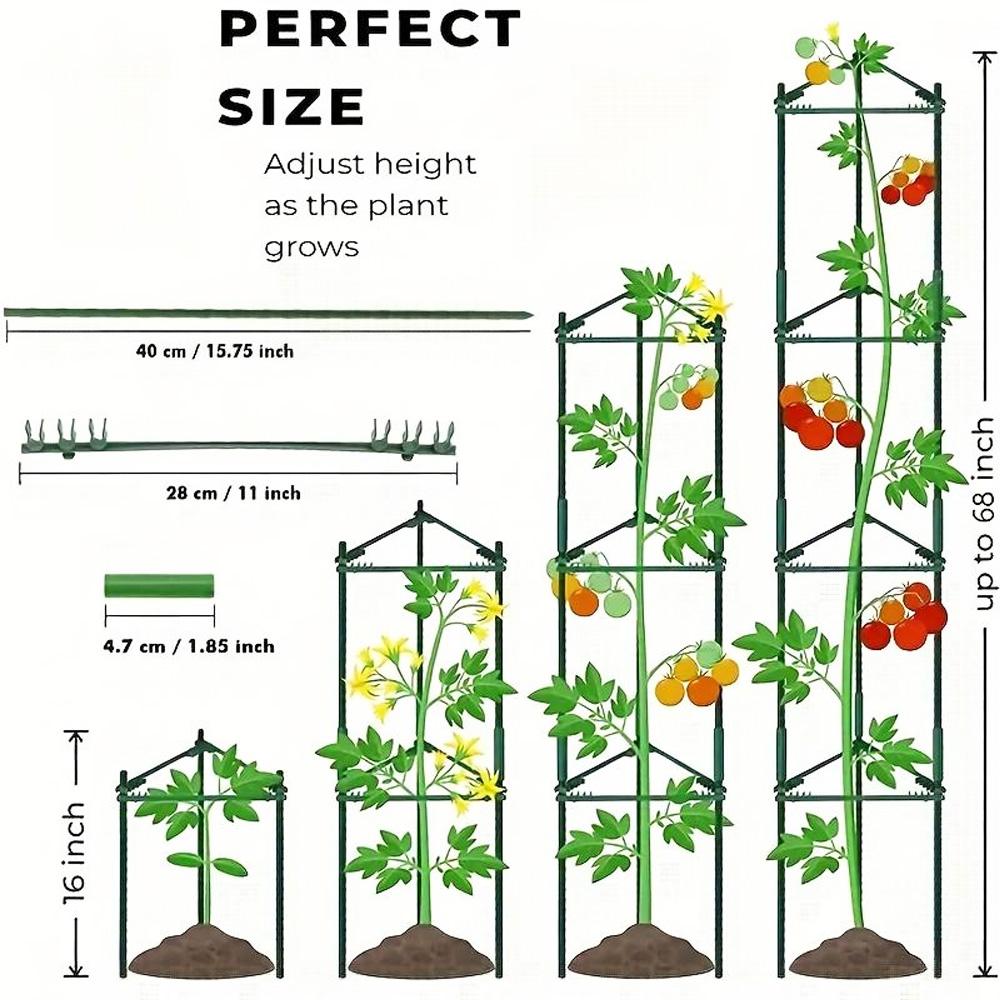 Tomato Cages for Garden, 2 Sizes (82cm/120cm) Tall Plant Support Trellis for Potted Tomatoes, Heavy Duty Sturdy Vegetable Cages for Climbing Plants, Cucumber, Pepper, Vine Flowers, Perfect for Patio Balcony Garden