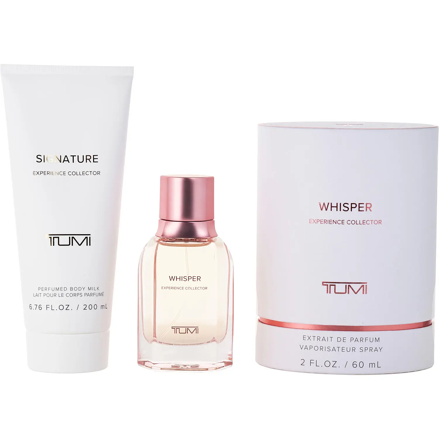 Tumi Whisper Set-Extrait De Parfum Spray 2 Oz & Body Milk 6.8 Oz (Experience Collection) For Women