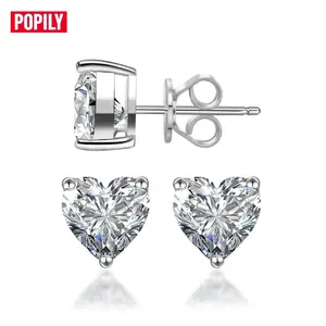 POPILY Heart Shape Stud Earring Jewelry Perfect Birthday Mother’s Day Gift for Men Women Wedding Set