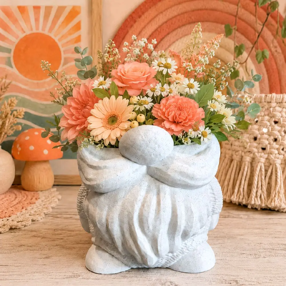 Gnome Planter - Whimsical Garden Décor, Succulent Pot, Fantasy Plant Holder Gift Paintable