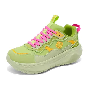 Women's Vintage Style Fashion Sneakers Pastel Textured Suede and Mesh Mix Raw-Edge Accents Lightweight Comfort Platform Sole Retro Dad Shoes for Daily Casual and Weekend Style