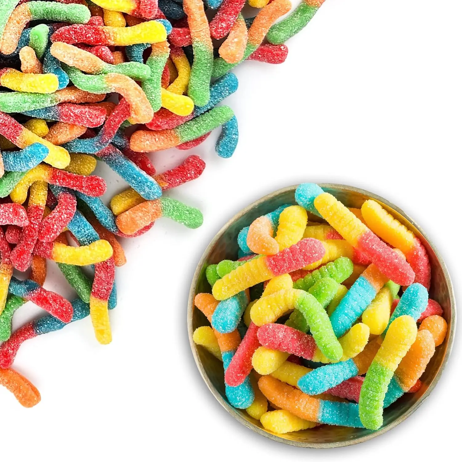 TwistedTreatz  Sour Neon Gummi Worms Sour Bites Mini Wax candy Chewy & Gummy