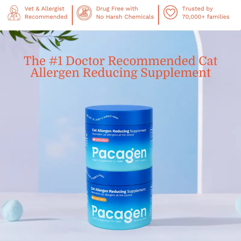 Cat Allergen Reducing Supplement - Removes 98% of Active Cat Allergens - Allergist Recommended