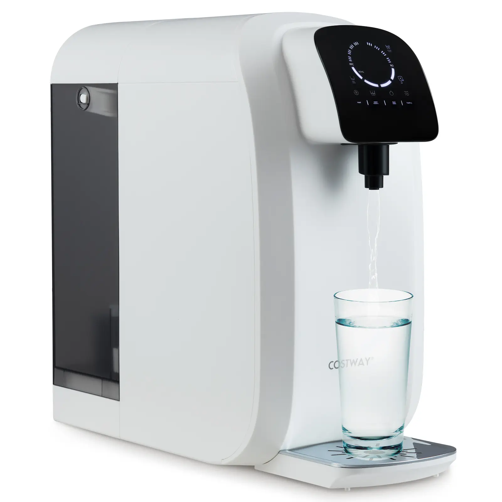 COSTWAY - Countertop Reverse Osmosis Water Filter, 5-Stage RO + PPC Water Filtration System with UV Light-White