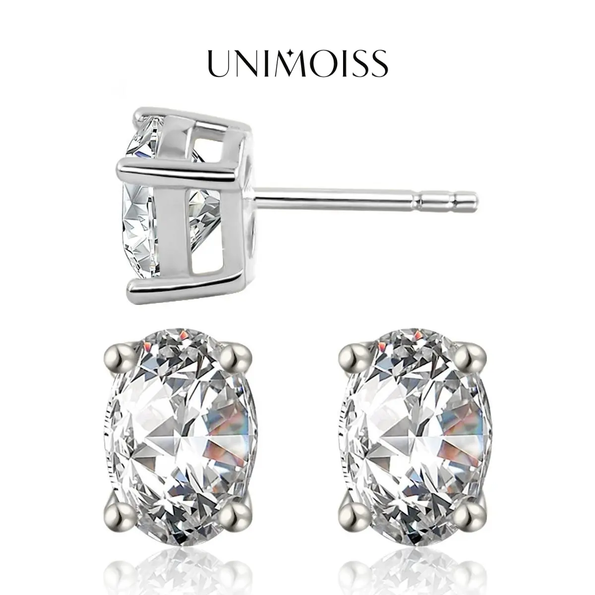UniMoiss Prong Set Oval Cut Moissanite Brilliant Stud Earrings, Versatile Stud Earrings Jewelry for Women, Ideal Christmas Valentine’s Day Gift, Versatile Earrings