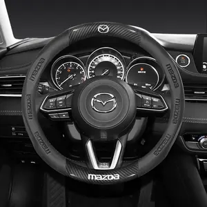 Mazda 3 5 6 Skyactiv Axlea Atenza Cx30 Cx5 Cx8 Cx9 Mx5 Rx8 Rx7 Bt50 Carbon Fiber Leather Car Steering Wheel Cover Accessory