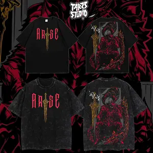 Igris New 2026 Vintage Washed Oversized T-Shirt & Hoodie – Solo Leveling, Shadow Knight Commander Anime Graphic, Absolute Loyalty And Silent Blade Theme, Heavyweight Cotton Streetwear Unisex
