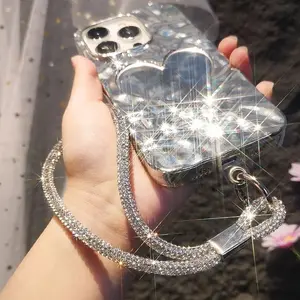 Fashion Phone Lanyard for All Phones, Full Diamond Design, Suitable for Women, Luxurious Crystal Pendant, Durable Solid Chain, Phone Chains