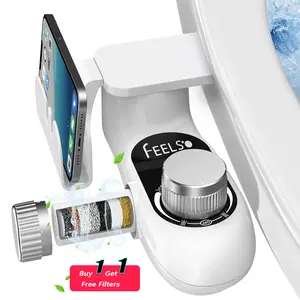 FEELSO Filtered Toilet Bidet Attachment 3 Modes Adjustable Non-Electric Fresh Water Spray Bidet for Toilet Seat with 2 Replacement Filters Eco-Friendly & Health Benefits - Bathroom Interior Home Toiletbidet Attachablebidet