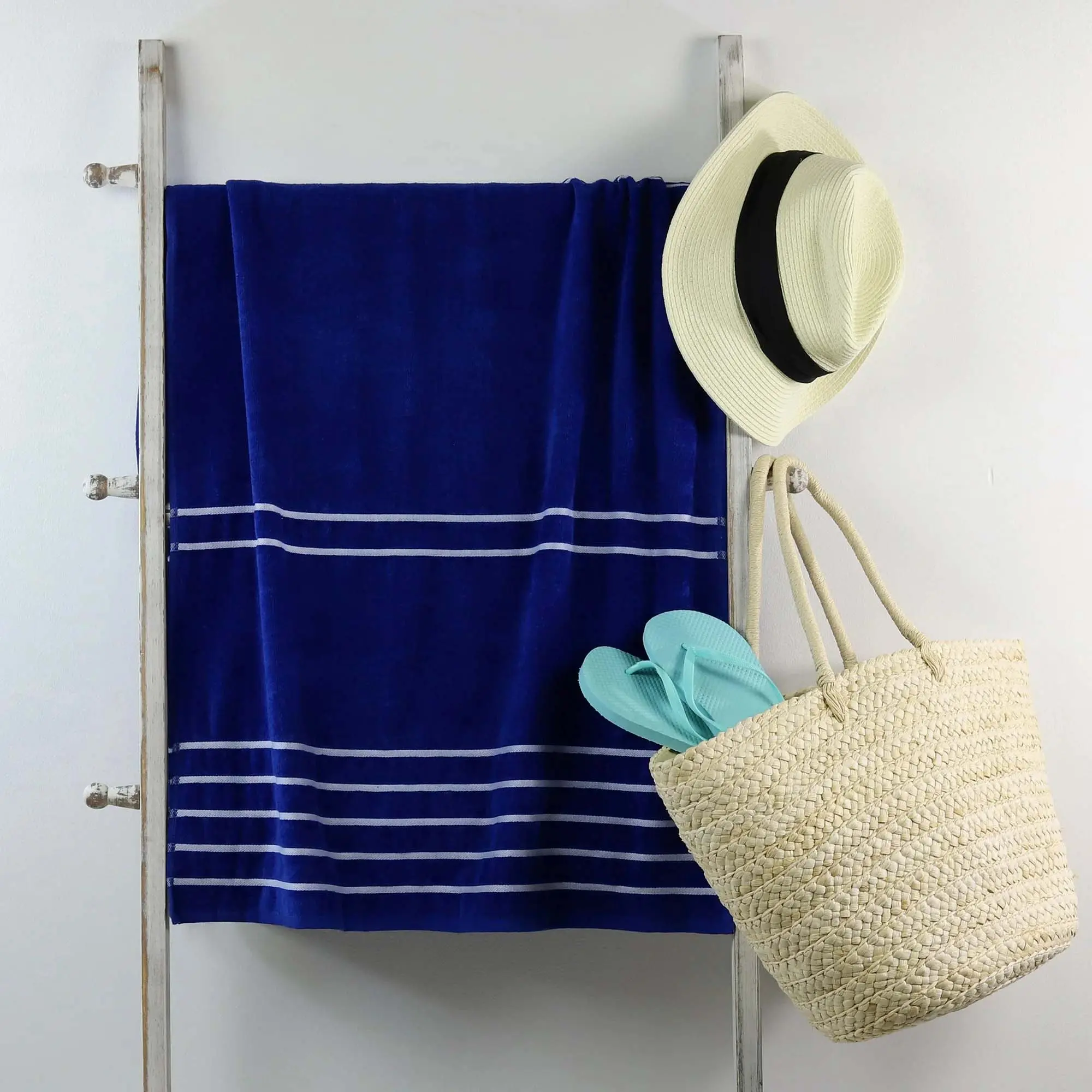 Mainstays Beach Towel, Royal Blue Multi-Stripe Beach Towels