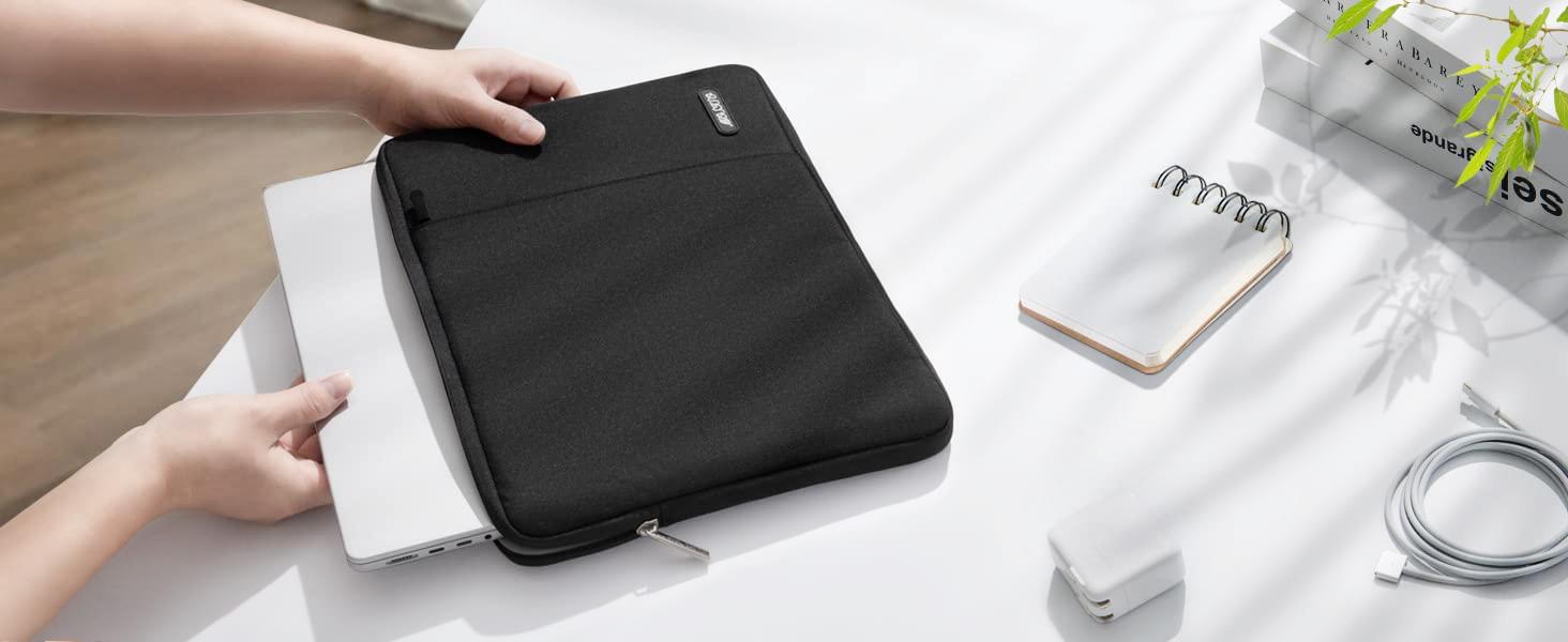 MOSISO Laptop Case 16 inch, 15-15.6 inch Laptop Sleeve Compatible with MacBook Pro 16 M5 M4 M3 M2 M1, HP Acer Dell Lenovo ASUS, Polyester Vertical Computer Sleeve Bag with Pocket, Black