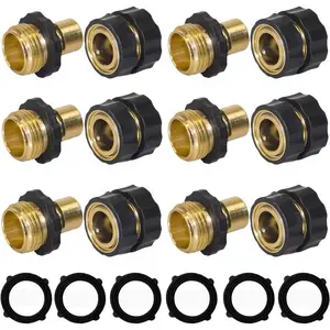 Hose Quick Connector, 3/4 Inch Male and Female Hose Fitting Quick Connector, 6 Set