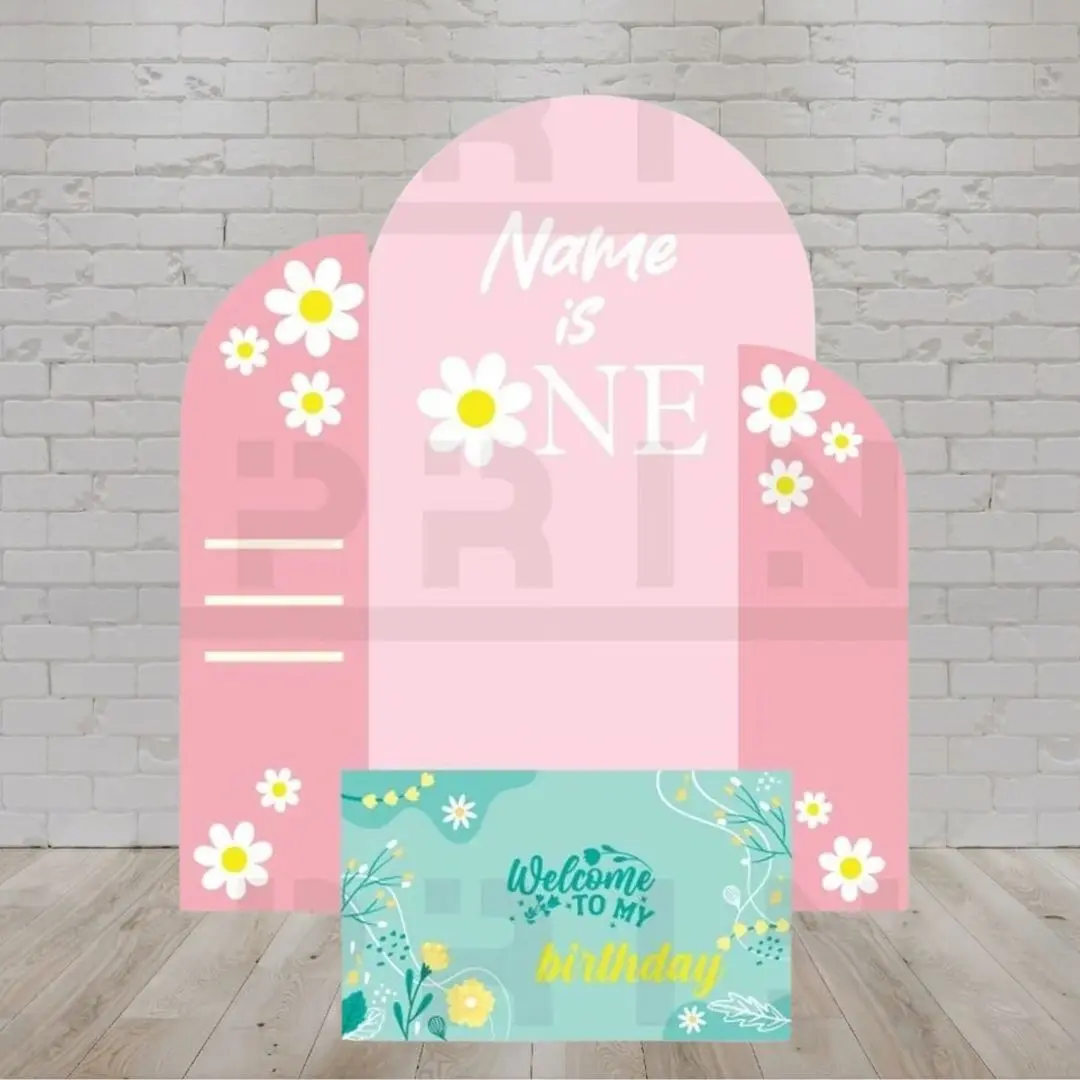 Daisy-Themed Flowery Bundle Foamboard Backdrop Banner, Customizable Multi-Size (1ft-1.5x5ft/2x6ft/4x7ft) for Home & Festive Party Supplies Decor