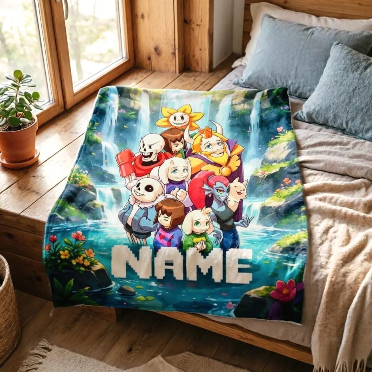 Personalized Undertale Blanket Soft Throw, Custom Name Sans Fan Gift