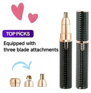 Safe & Gentle Painless 3-in-1 Electric Eyebrow Trimmer Mini Full-body Shaver Portable Women’s Beauty Grooming Tool for Nose Lip Facial All Body Parts USB Rechargeable Travel Size