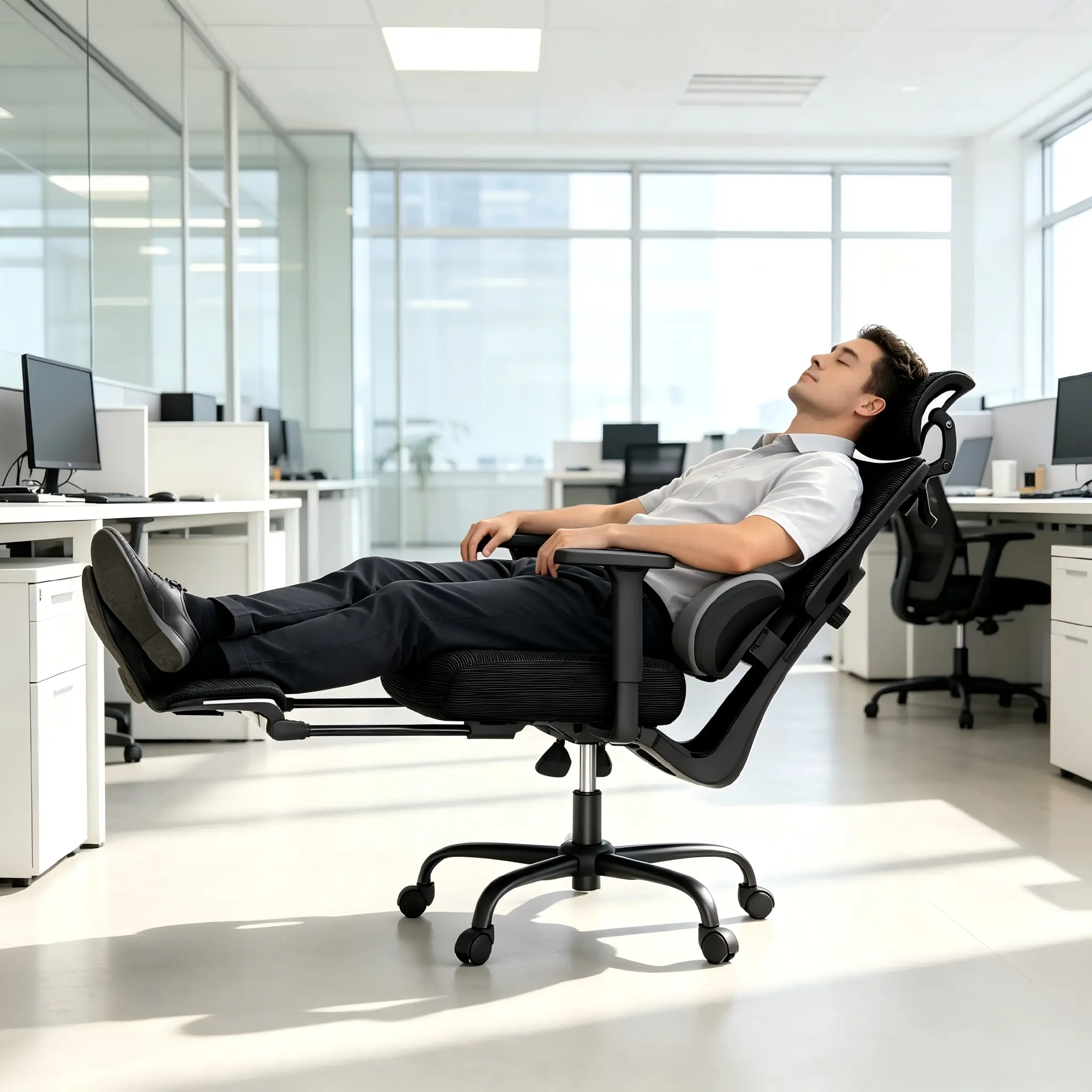 Mr IRONSTONE Ergonomic Office Chair with Footrest & Adjustable Lumbar Support, High Back Home Desk Chair, 90-135° Tilt Lock and Wide Cushion, Big and Tall Mesh Chairs for Man Woman, Black Task Chair, 400lbs Capacity