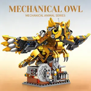Mechanical owl building block set — an educational toy for children; part of the mechanical animal series; a desktop decoration and creative gift ornament; suitable for teenagers and building block enthusiasts; an excellent choice for birthday gifts and h