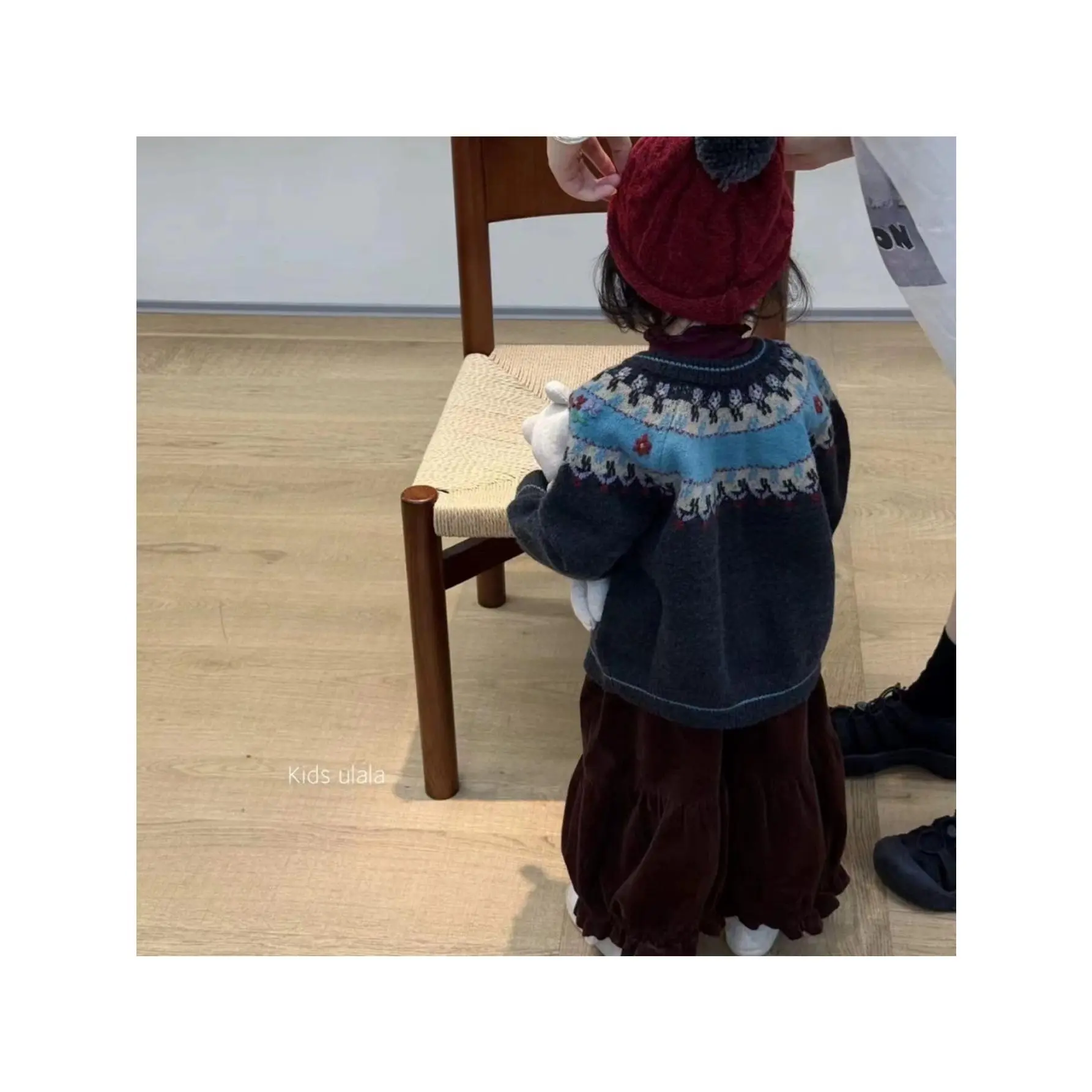 Boys' Long Sleeve Polyester Geometric Knit Cardigan - Vintage Patchwork Crew Neck Button-Up Sweater for Fall-Winter, 3-4Y, 4-5Y, Casual Kids' Fashion Clothes, 5-6Y