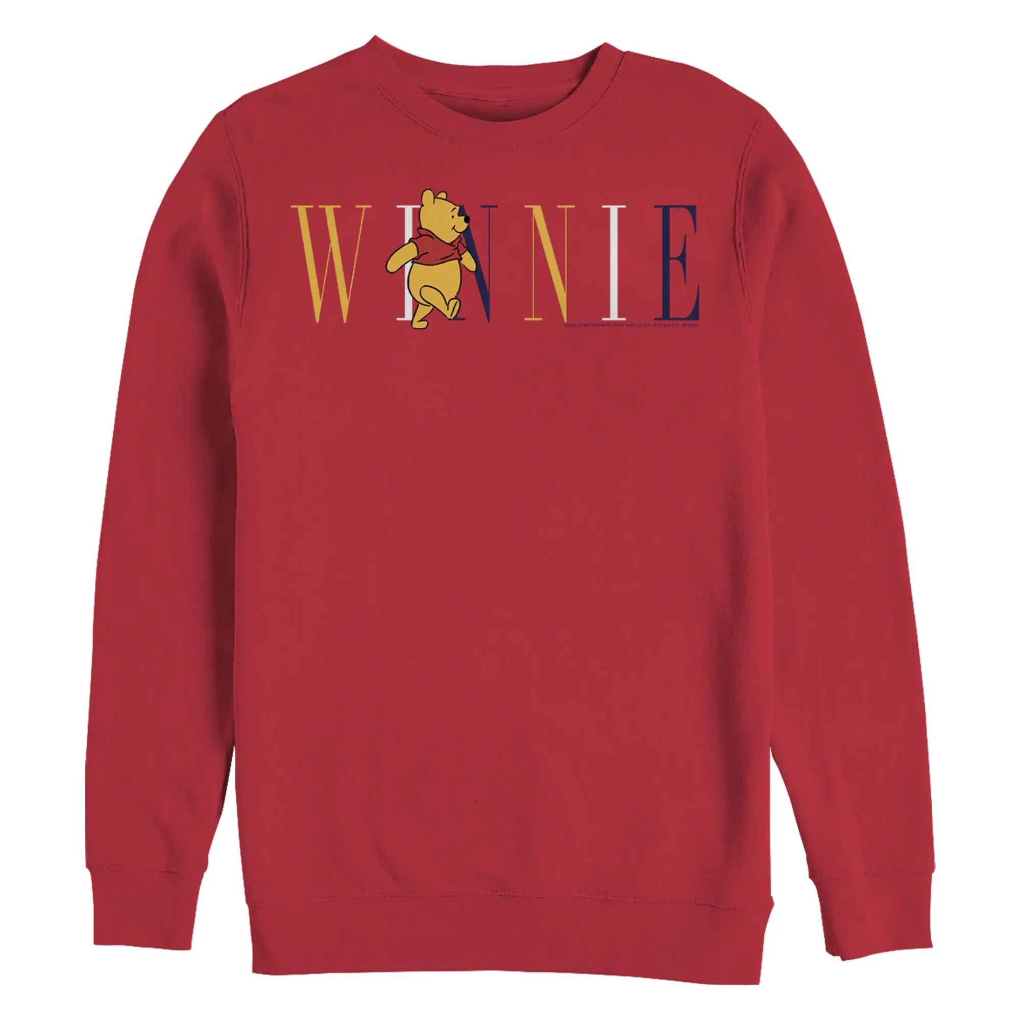 Men's Winnie the Pooh Yellow, White, and Blue Script Sweatshirt