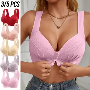 3/5PCS EssElegance Push-Up Jacquard Bra - Adjustable Support Straps & Wire-Free Daily Comfort,Women's Lingerie & Underwear