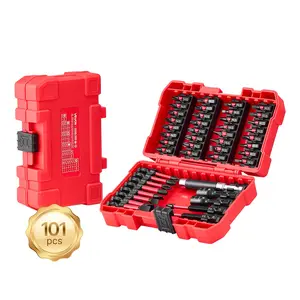 Summervibes VEVOR Screwdriver Bit Set, 101-Piece, Magnetic Phillips, Pozidriv, Slotted, Square, Torx, Hex Bits, Hex Nut Sockets, Extension Rod with Storage Case, High-Strength S2 Alloy Steel, Blackened Finish