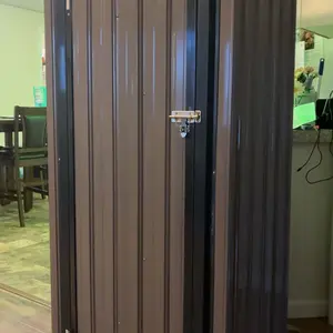 Aoxun Outdoor Storage Shed with Floor - Vertical Cabinet with 2 Adjustable Shelves & Lockable Doors, Waterproof Small Tool Shed, for Backyard Garden Patio Lawn Indoor, Brown