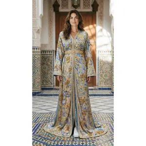 Luxury Moroccan  Chiffon with Hand stitched beads 2-Piece Takchita “ Caftan “