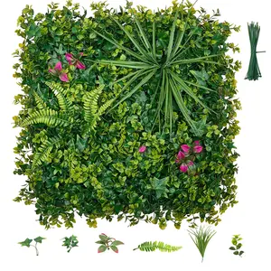 VEVOR 12PCS 20x20 in Sun-Protected Artificial Boxwood Panel Set with Zip Ties, Decorative Greenery Privacy Hedge Fence, Artificial Plant Wall for Indoor Outdoor Garden, Photo Backdrop Use