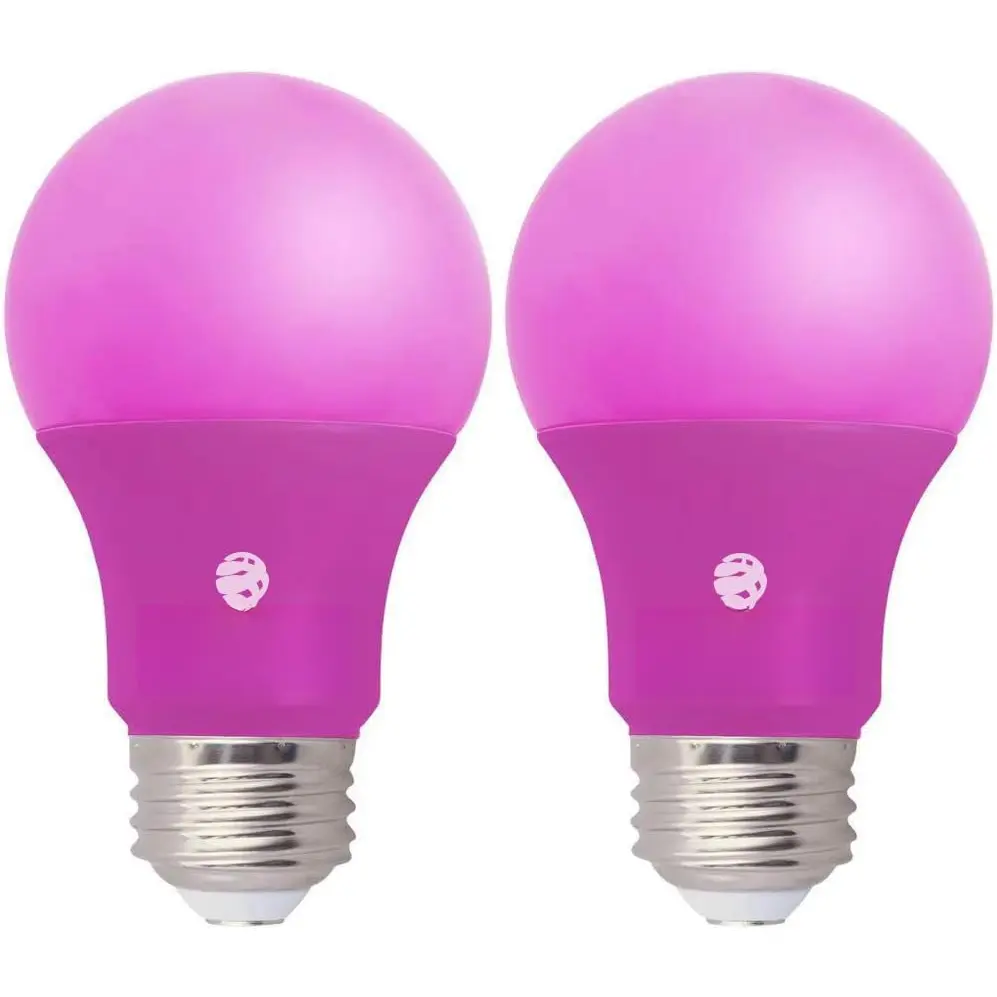 2 Pack LED A19 Pink Light Bulb - 9W (60Watt Equivalent) - E26 Base Pink LED Pink Bulb, Party Decoration, Porch, Home Lighting, Holiday Lighting, Decorative Illumination