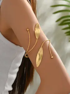 Exaggerated Metal Leaf Bracelet Armlet , Unique Punk Street Style Jewelry, Fashionable Arm Ring for Women, Trendy Hand Accessory, Fashionable Bangle, Fashion Bracelets