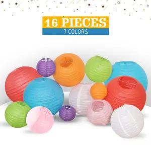 Paper Lanterns Pack of 16 – Multicolor hangable decoration - home decor