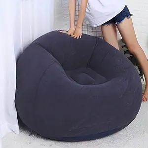 1pc Soybean Bag Chair, Inflatable  Chair, Soft, Comfortable, Outdoor, Lazy Seat, Tatami Chair,  Cover, Lazy , Circular Single , Living Room, Office Lunch Break, Outdoor Picnic Camping, Father'S Day Gift sofa Faux Fur Bean Modern White Color Block Set