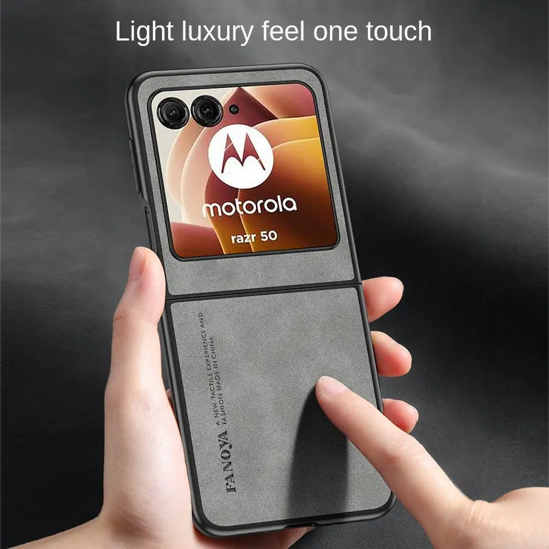 Luxury Lambskin PU Leather Cover For Motorola Razr50 Ultra Moto Razr50 50Ultra Razr40 2023 Shockproof Hard Plastic Phone Case