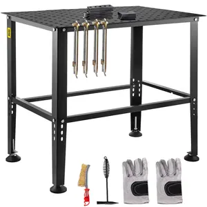 VEVOR Welding Table, 36" x 24" Steel Welding Workbench Table, 0.12-inch Thick Industrial Workbench, 600lb Loading Capacity Work Bench, Heavy Duty Carbon Steel Work Table with Adjustable Feet