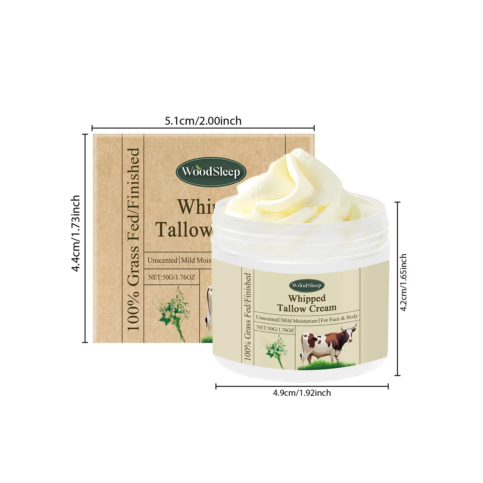 Beef Tallow for Skin, Beef Tallow, Grass Fed Beef Tallow, Whipped Beef Tallow for Face Moisturizer for All Purpose Tallow Balm