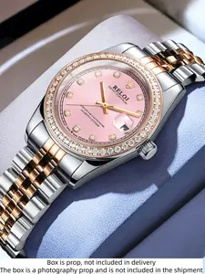 New Log Series Women's Luxury Diamond Watch, Waterproof Calendar Steel Band, Round Dial Analog Face, Butterfly Clasp, All Seasons