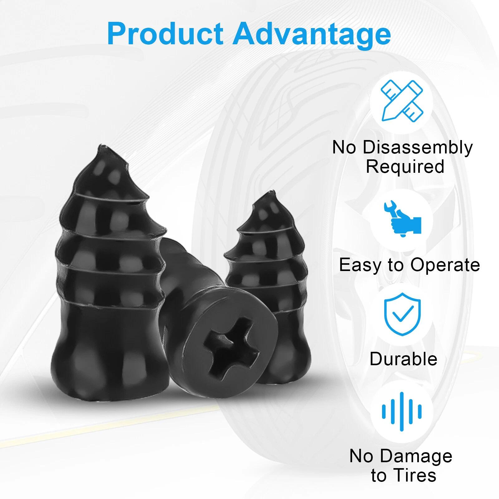 Tire Repair Screws with Screwdriver & Box Vacuum Tire Plug Kit Spiral Rubber Nail Tire Plugs Screw Type Fast Tool Self Screw in Tire Plugs for Car Truck Motorcycle Tire Puncture Repair