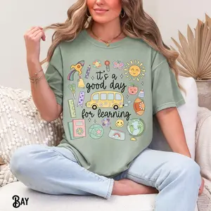 Comfort Colors Teach Shirt Aesthetic Teacher T-Shirt Trendy Minimalist Educator Graphic Tee Vintage Teach Gift for Her Minimalist Teacher Life Top Oversized Back to School Sunday Shirt Elementary Middle High School 2026 Bloom Tee Support Mentor