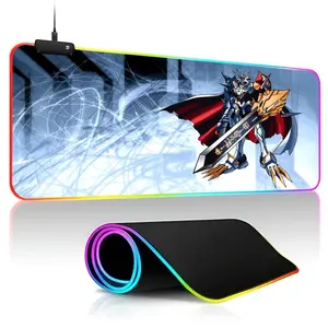 Digimon Mouse Pad Gamer RGB Deskmat Keyboard Mat Gaming Laptops LED Mousepad Desk Protector Anime Mause Mats Gaming Items
