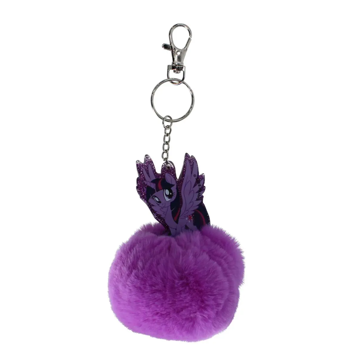Cute Fluffy Pompom Clip-On Keychain for Kids, My Little Pony Cartoon Characters Bag Accessory - Keychain for Purse, Backpack Attachment Charms & Twillies for School Lunch Bags